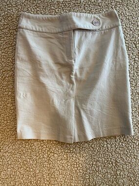 Cream Pencil Skirt with Button Waist